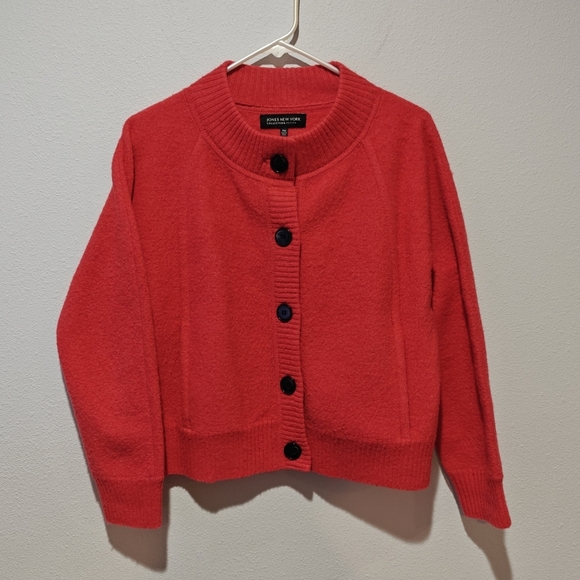 Jones New York Wool Cardigan Sweater Size Medium P Button Up - Picture 2 of 8